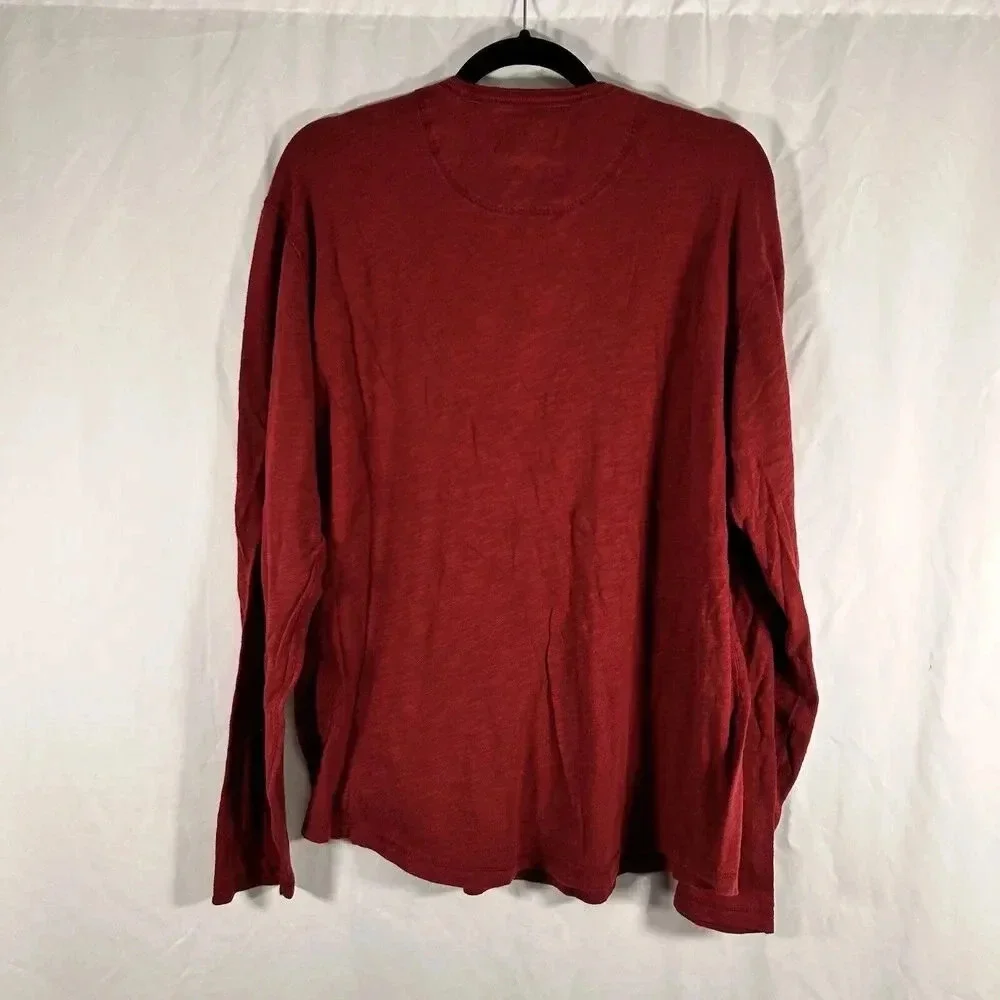 Lucky Brand Sweater Men's XL Burgundy Crew Neck Long Sleeve 100% Cotton